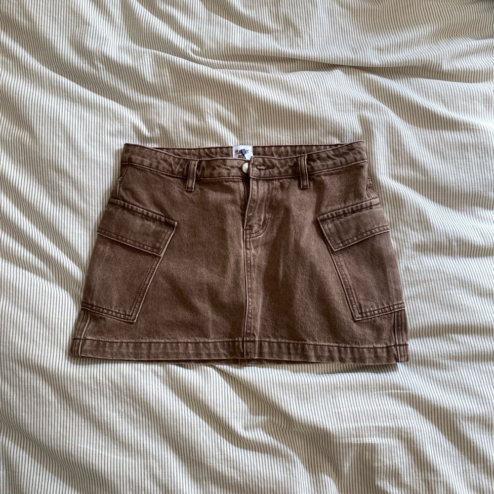 Y2K Princess Polly Cargo Brown Denim Mini Skirt - NWT